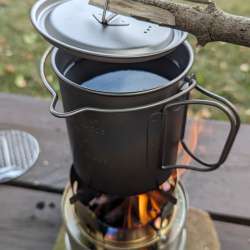 Tom Shoo Wood Stove and Titanium Pot review – Wood fired camp cooking is fun!