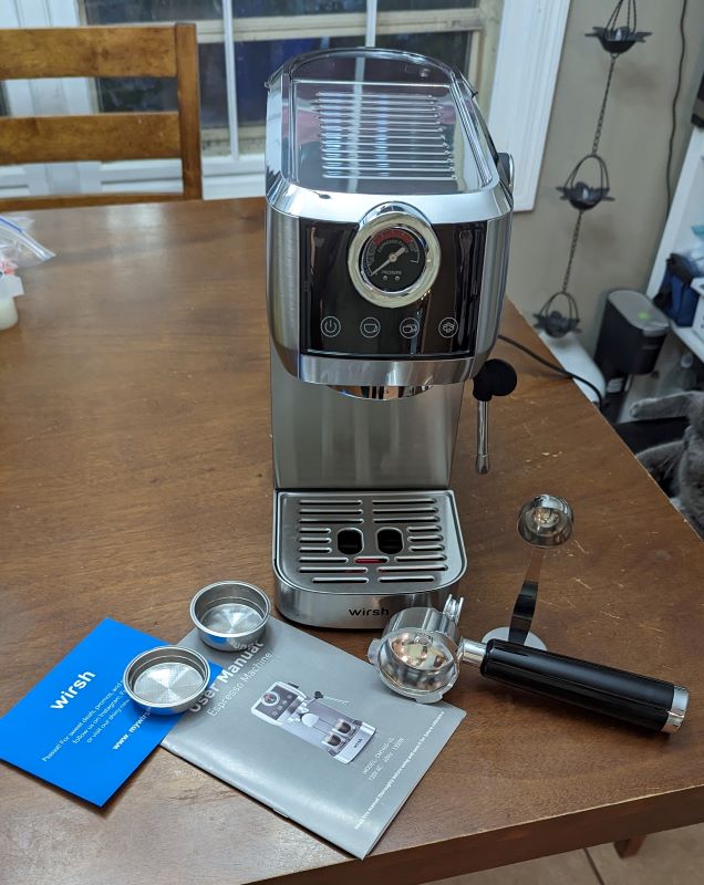 Wirsh 20 Bar Espresso Machine with Plastic Free Portafitler and