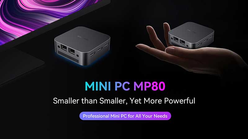 Blackview MP80 Mini PC Intel 12th N97(up to 3.6 GHz), 16GB LPDDR5 512GB M.2  SSD Mini Desktop Computers Windows 11 Pro, Support Dual LAN, 3 HDMI, 2.4/5G  WiFi, 4K UHD : Electronics 