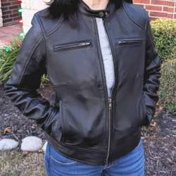 fjackets womens real leather black biker jacket 01
