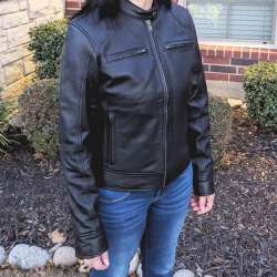 fjackets womens real leather black biker jacket 03c