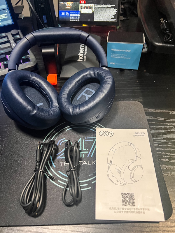 QCY H3 ANC Bluetooth Headphones Over Ear, Active Noise Cancelling Bluetooth  5.4 Headphones with Microphones, Hi-Res Audio Sound, Multipoint Connection,  60H Playback, Custom EQ via App(Blue) : Electronics 