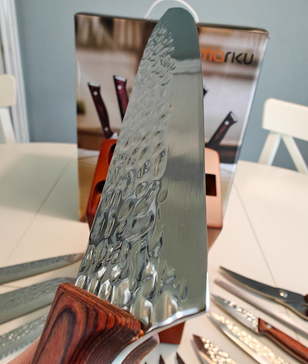 imarku Wooden Hammered Knife Set review sharp in both looks and edges