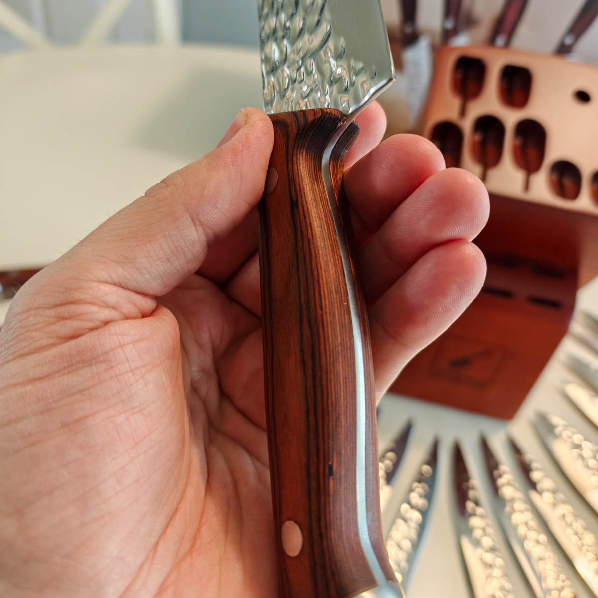 imarku Wooden Hammered Knife Set review sharp in both looks and edges