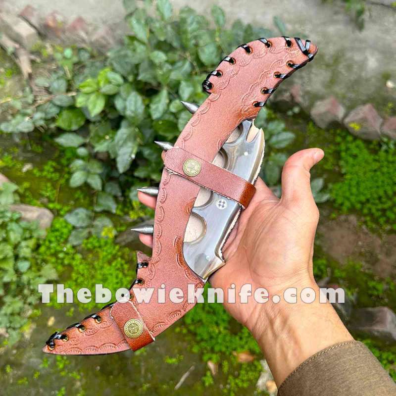 the bowie knife damascus steel knuckle knife 02