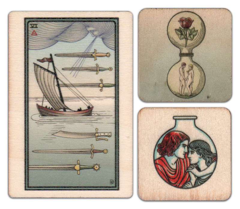 These were all printed without a white base layer. Illustrations: Alchemical Tarot and Tarot of the Alchemical Magnum Opus