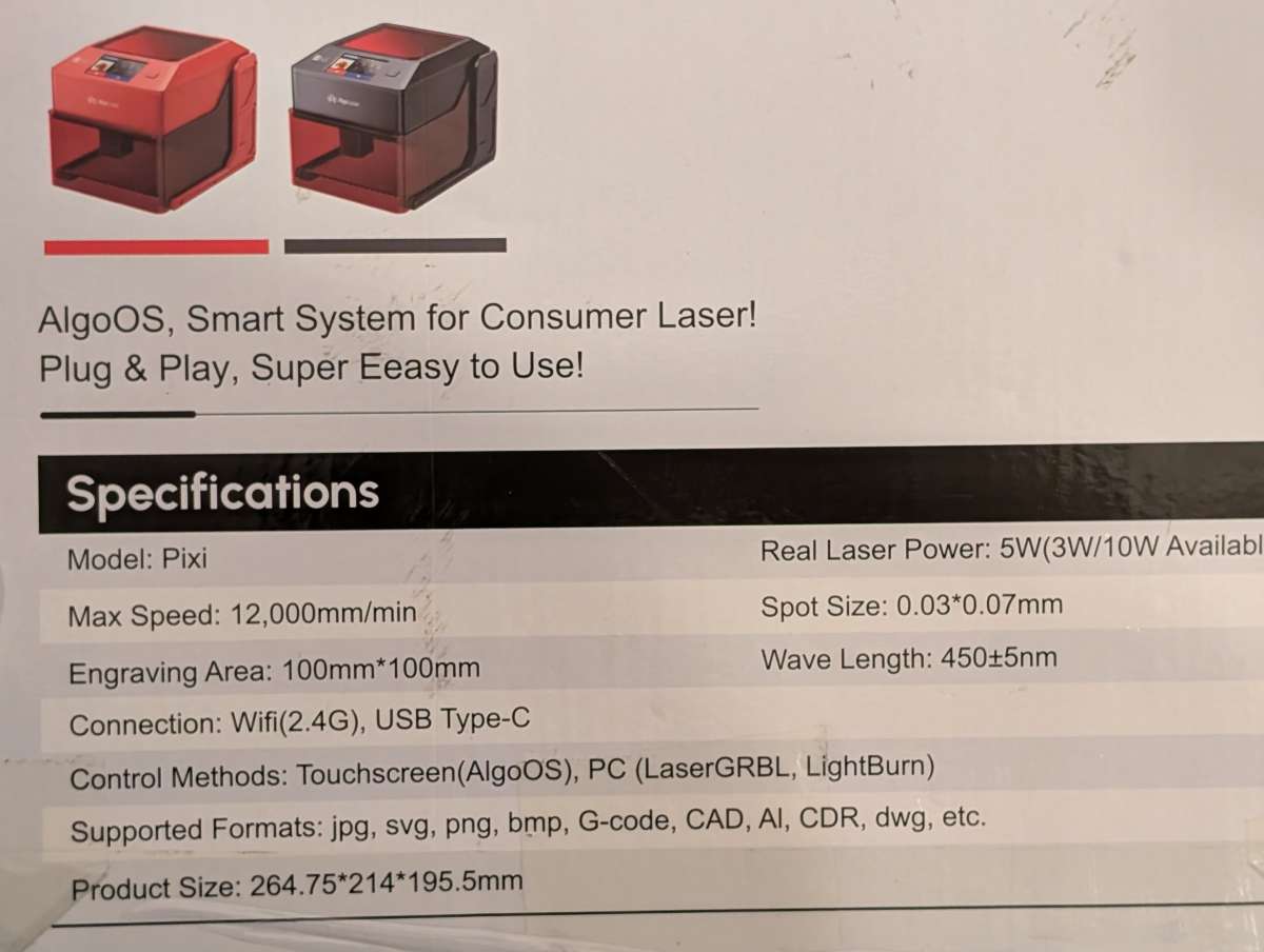 Algolaser Pixi Laser Engraver 5
