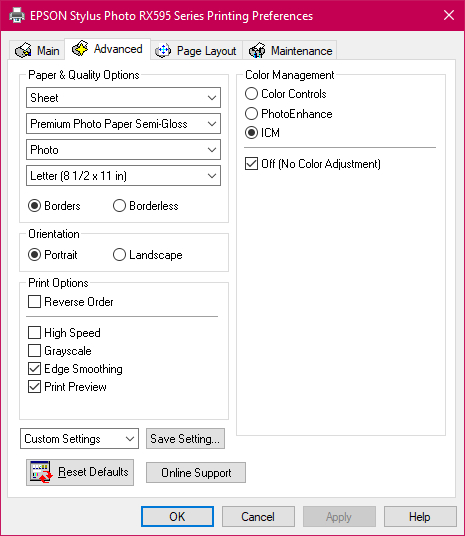 dcsp rx595 no icm
