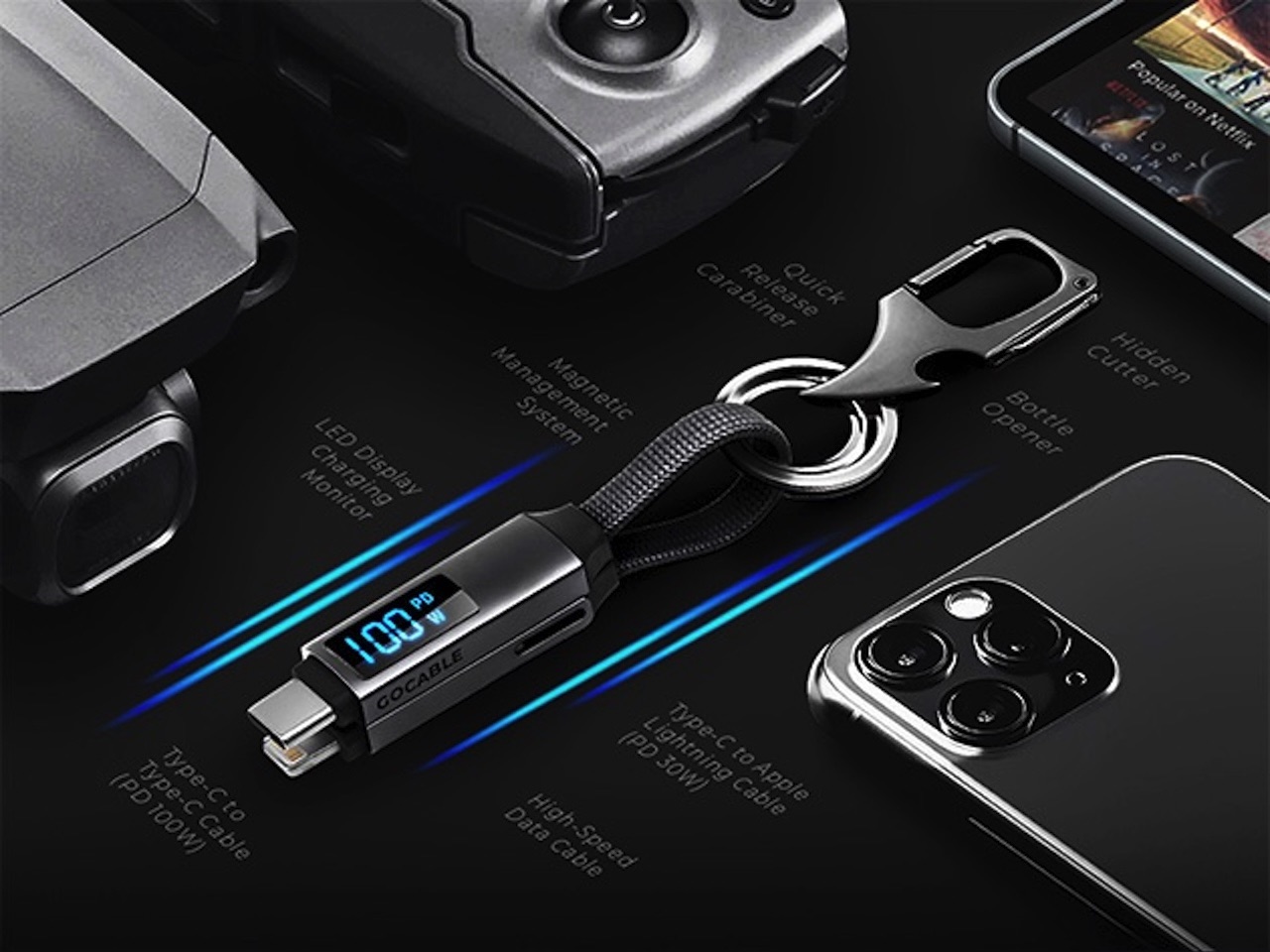 7 Multi-Tools That Actually Fit on a Keychain - GoCable 8-in-1 EDC 100W Cable