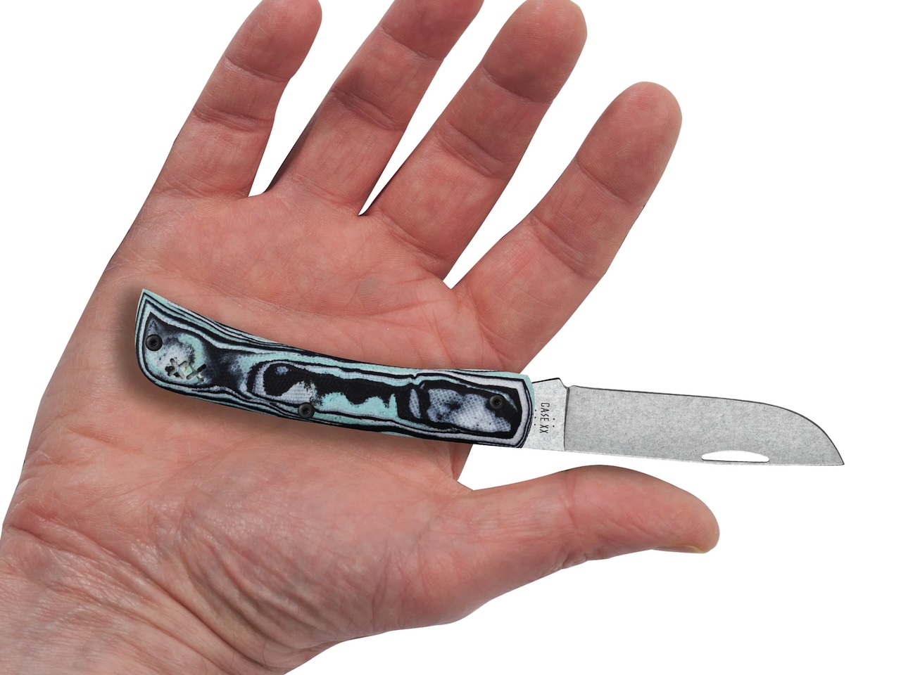 Case Crossroads Smooth Seafoam Green Burl G-10 XR Sod Buster Jr Knife