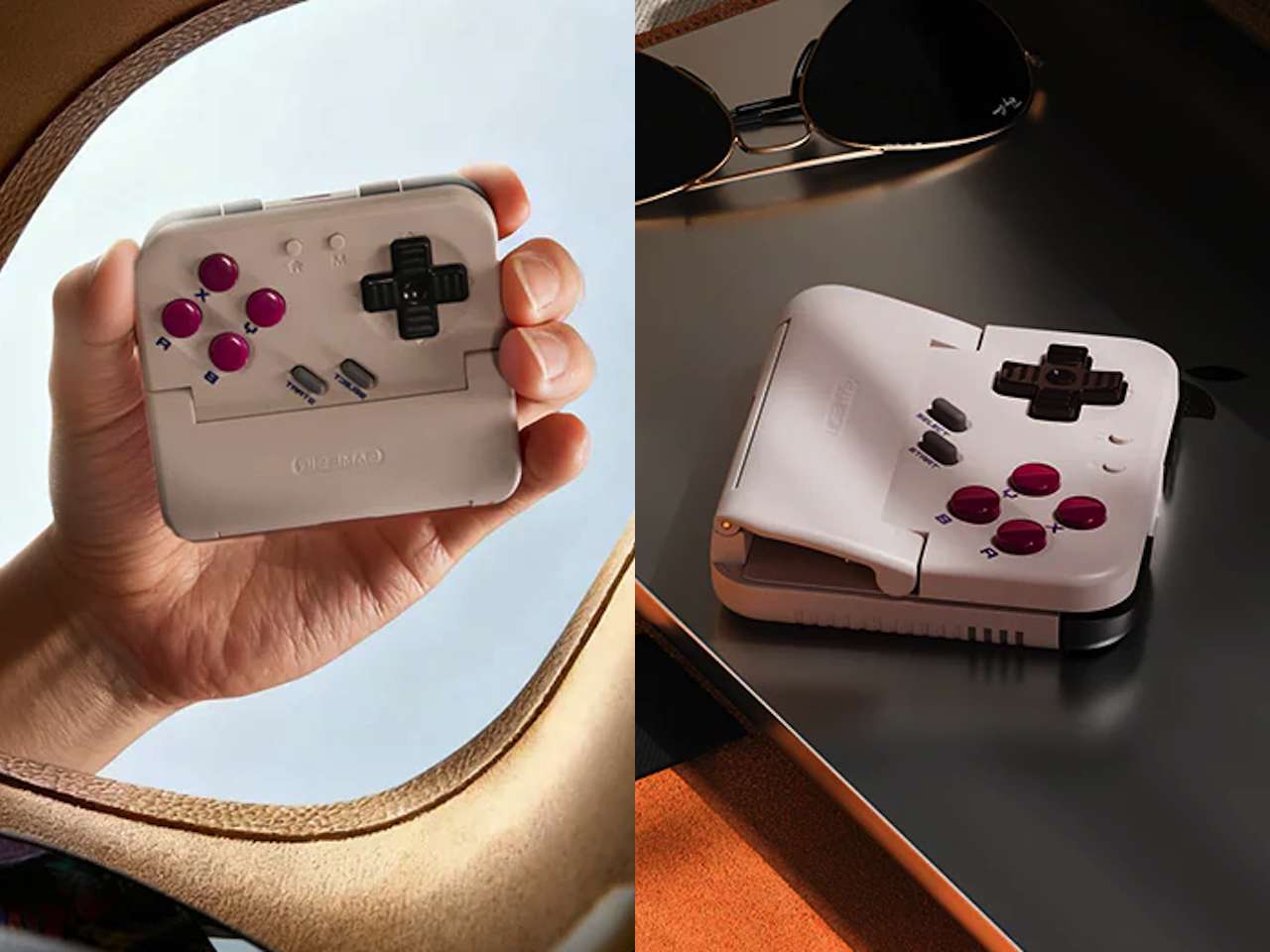 Small gaming controller on wooden desk