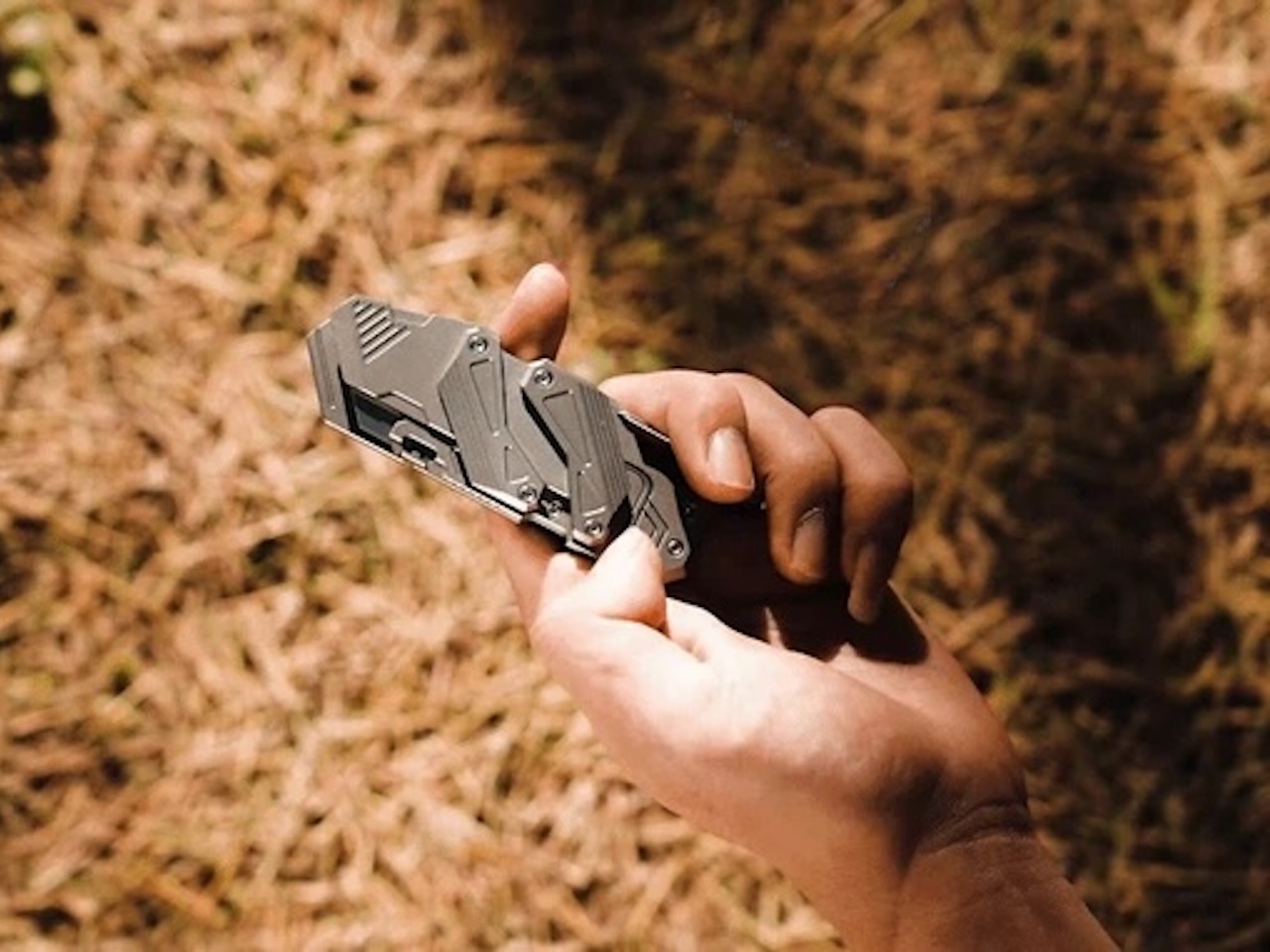 SyncraBlade Titanium EDC Knife with Linked Slide-Action