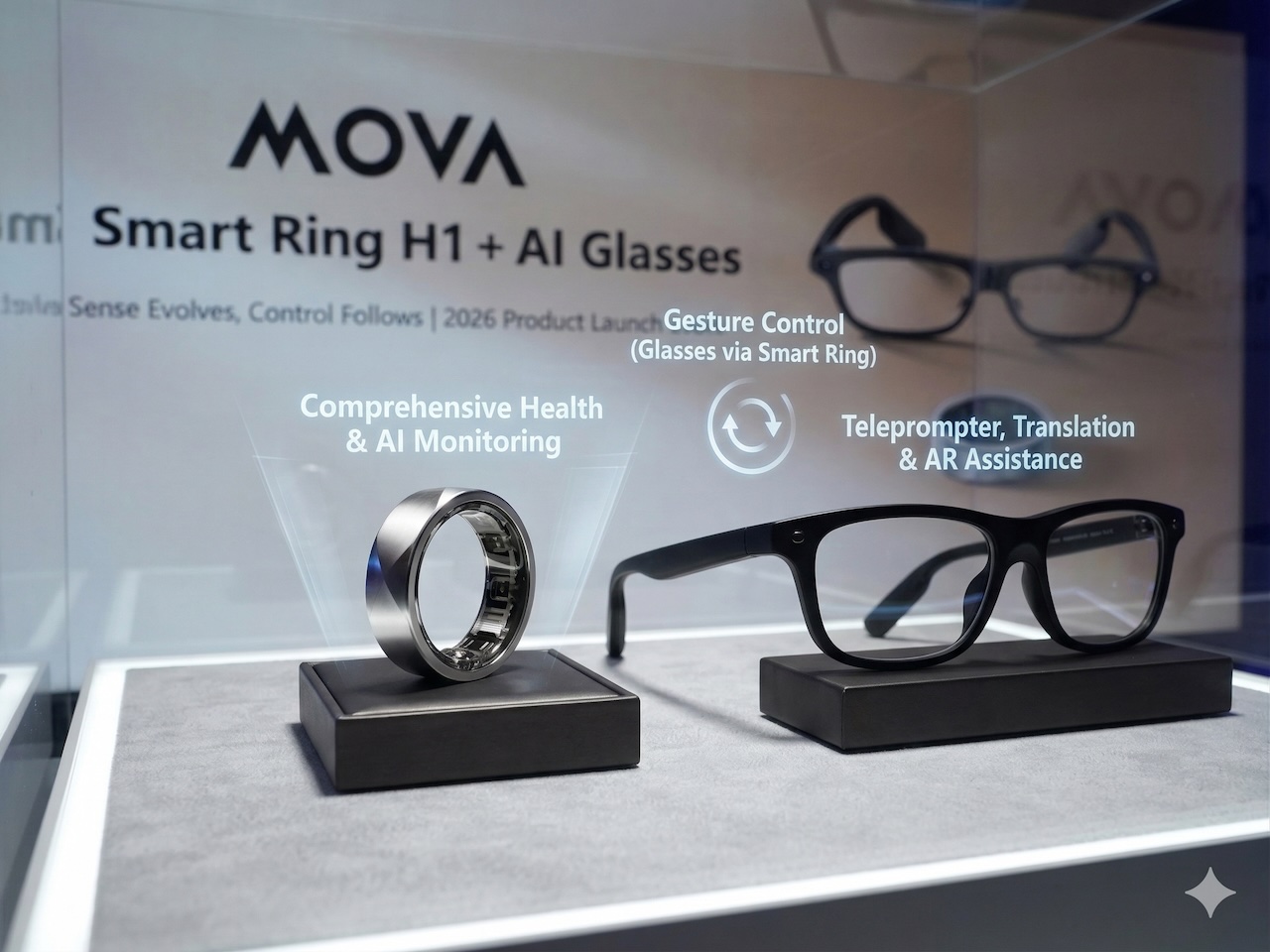 AI Generated MOVA Smart Ring H1 and Smart Glasses S1