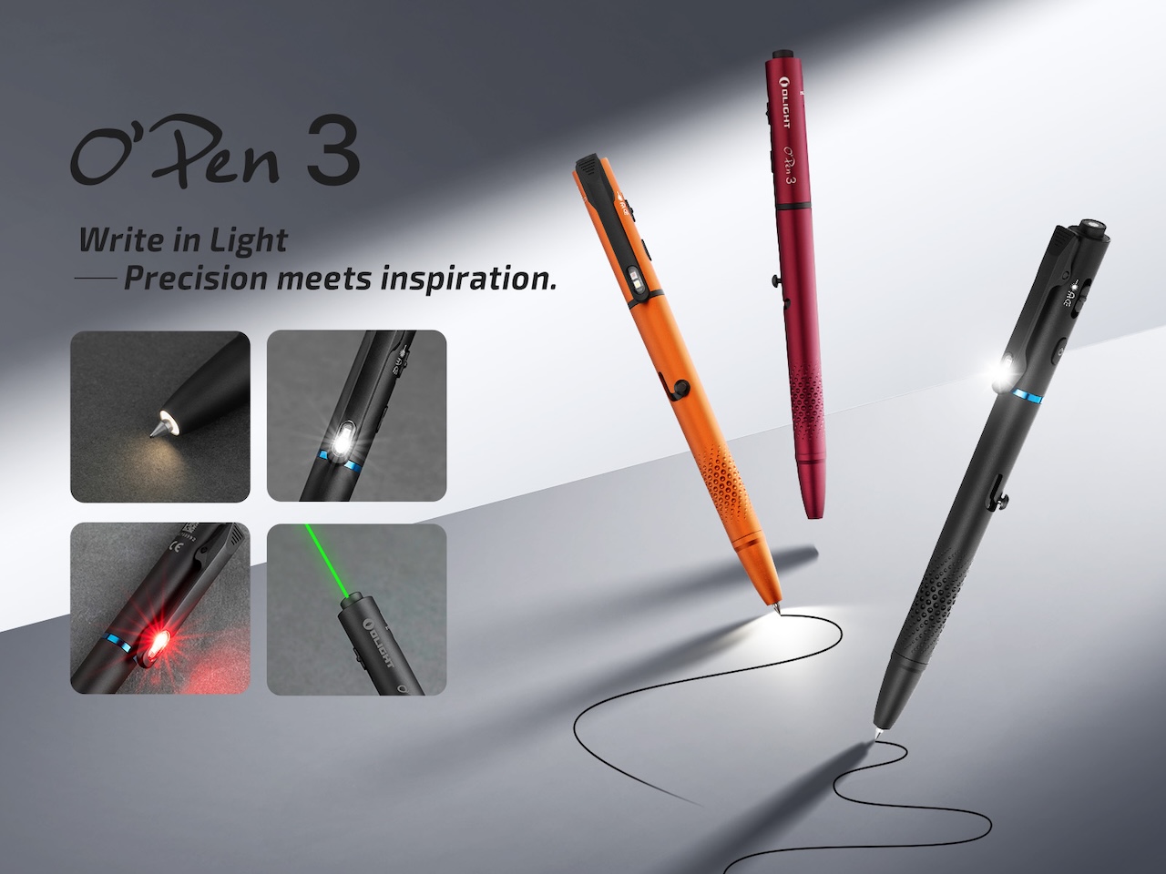 Olight O'Pen 3 Multifunctional Pen Light with 120 Lumens & Green Laser