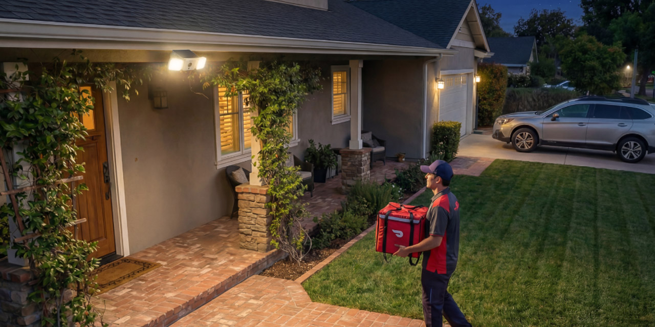 Solar Floodlight Cam Front Yard