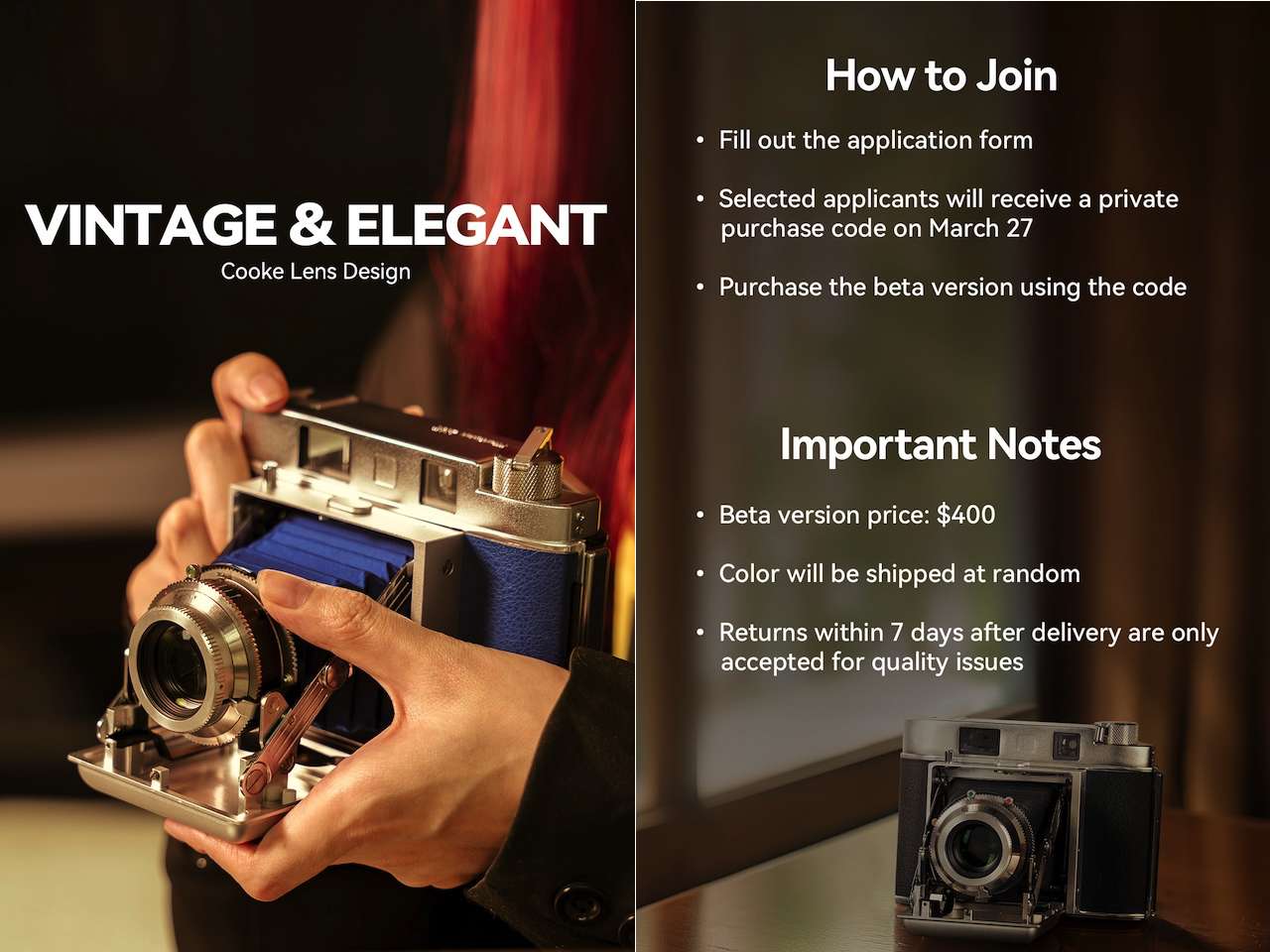TTARTISAN 203T Folding Instant Camera Specs