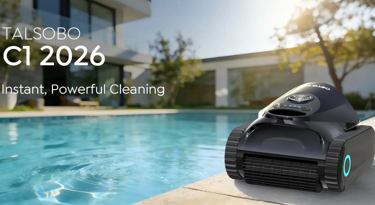 Talosbo C1 robotic pool cleaner cleaning pool floor walls and waterline with 180 minute runtime