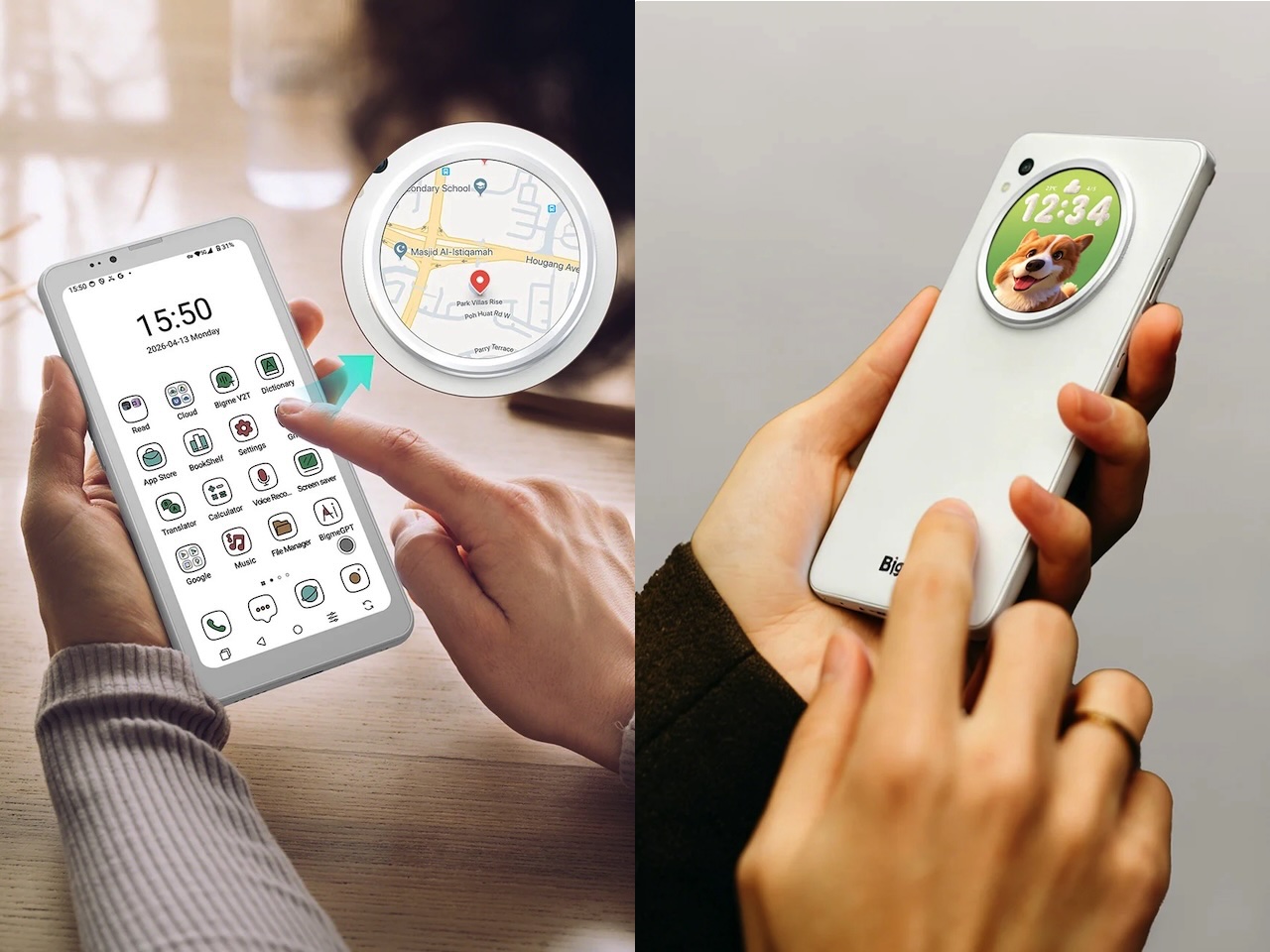 BigMe HiBreak Dual E-ink Smartphone Dimensions