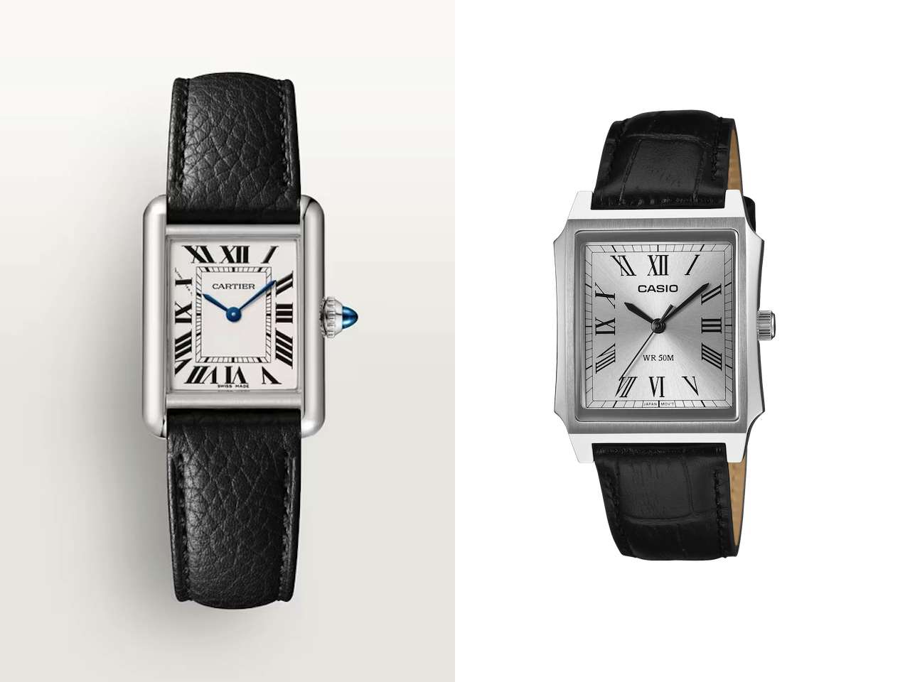 Cartier Tank vs Casio MTP-B190L-7BV