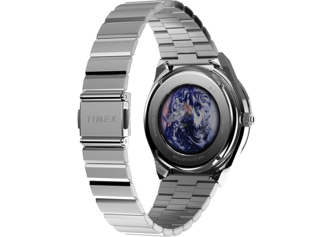 Q Timex NASA 40mm Stainless Steel Bracelet Watch Back Side 2