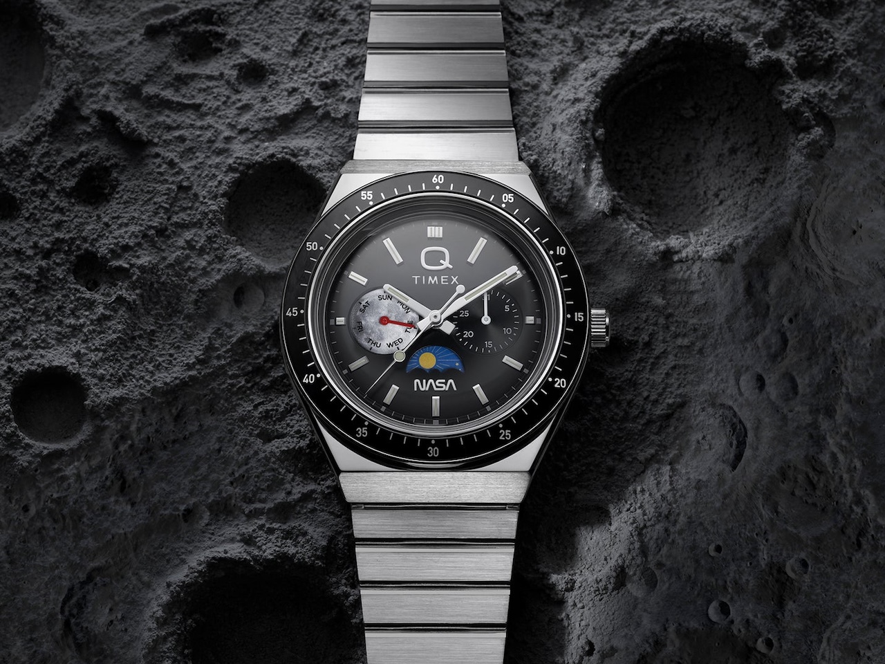 Q Timex NASA 40mm Stainless Steel Bracelet Watch