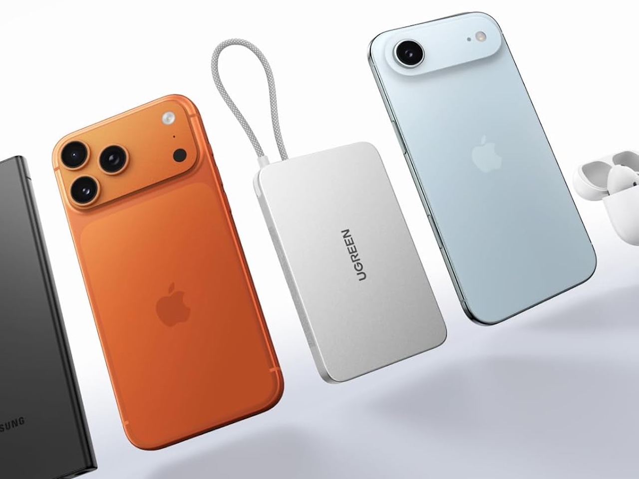 UGREEN 10000mAh Ultra Slim Magnetic Power Bank with Built-in Cables