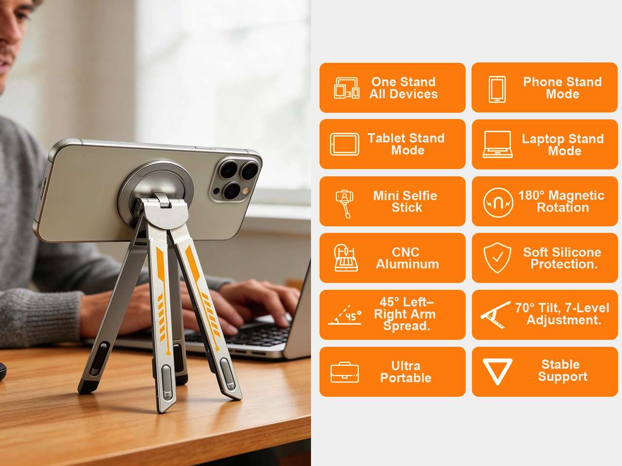 XDock Foldable Magnetic Stand for Phone Tablet & Laptop Price copy