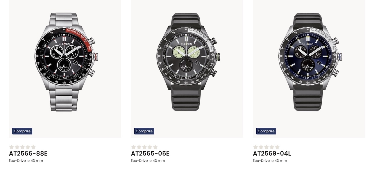 Citizen Eco Drive Sports Chronographs AT2566-88E AT2565-05E-AT2569-04