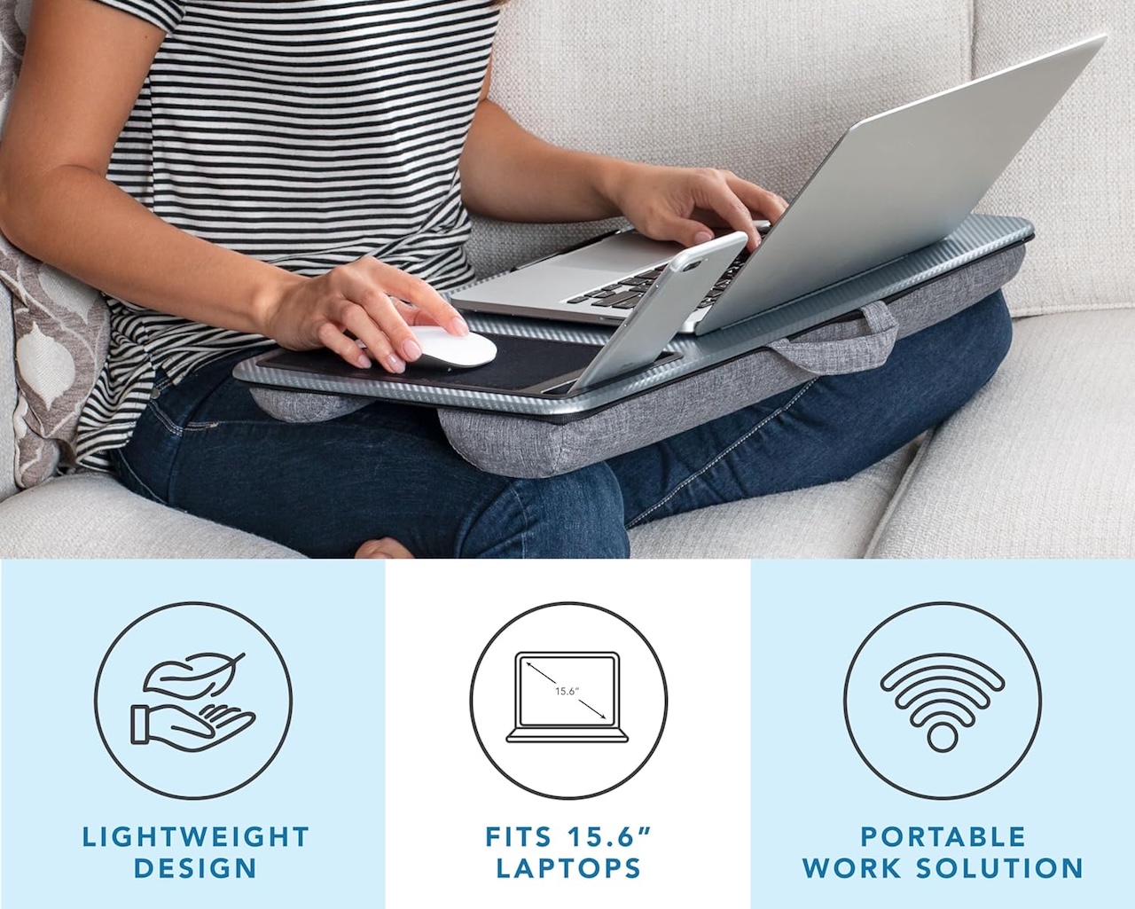 LAPGEAR Home Office Lap Desk with Device Ledge, Mouse Pad, and Phone Holder