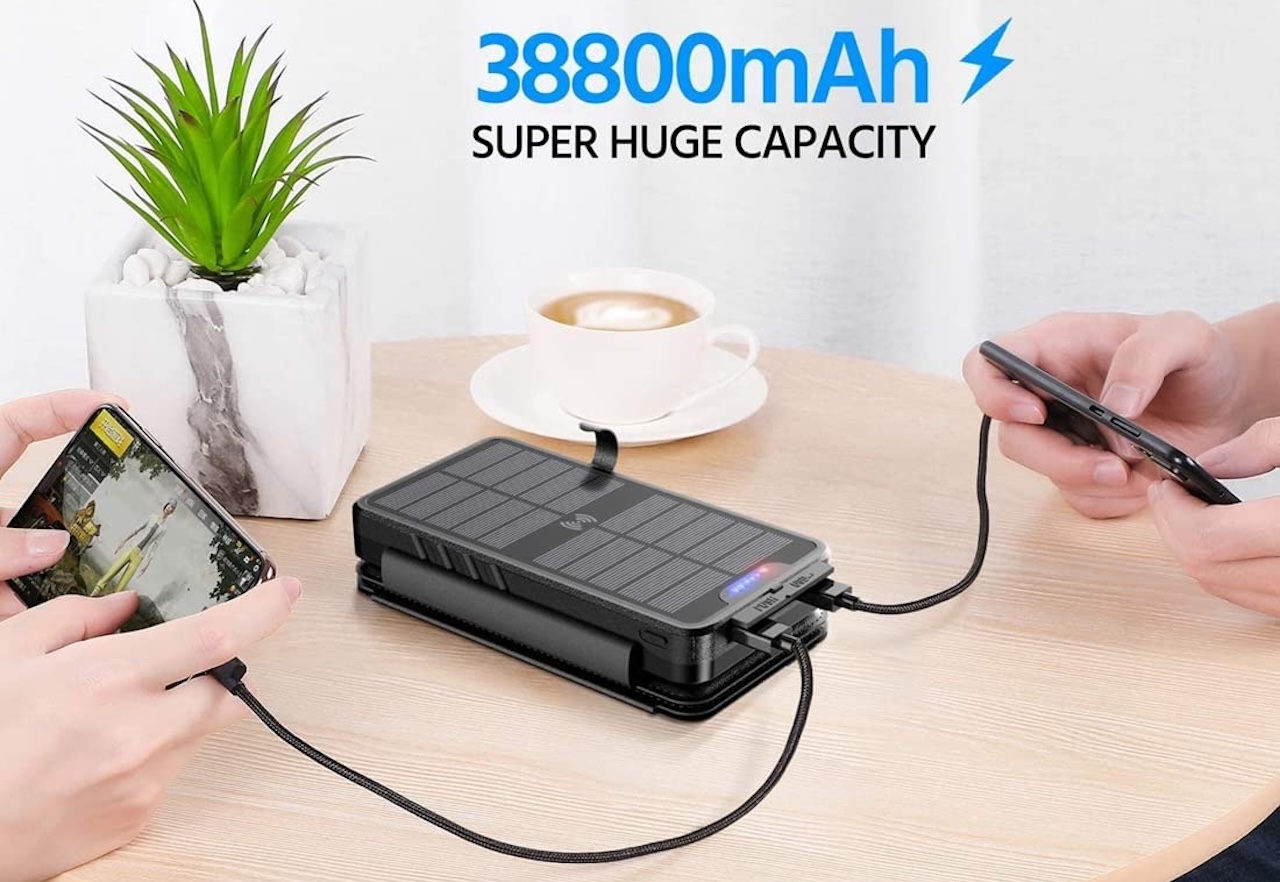 QiSa Solar Charger 38800mAh Power Bank Qi Wireless Charger