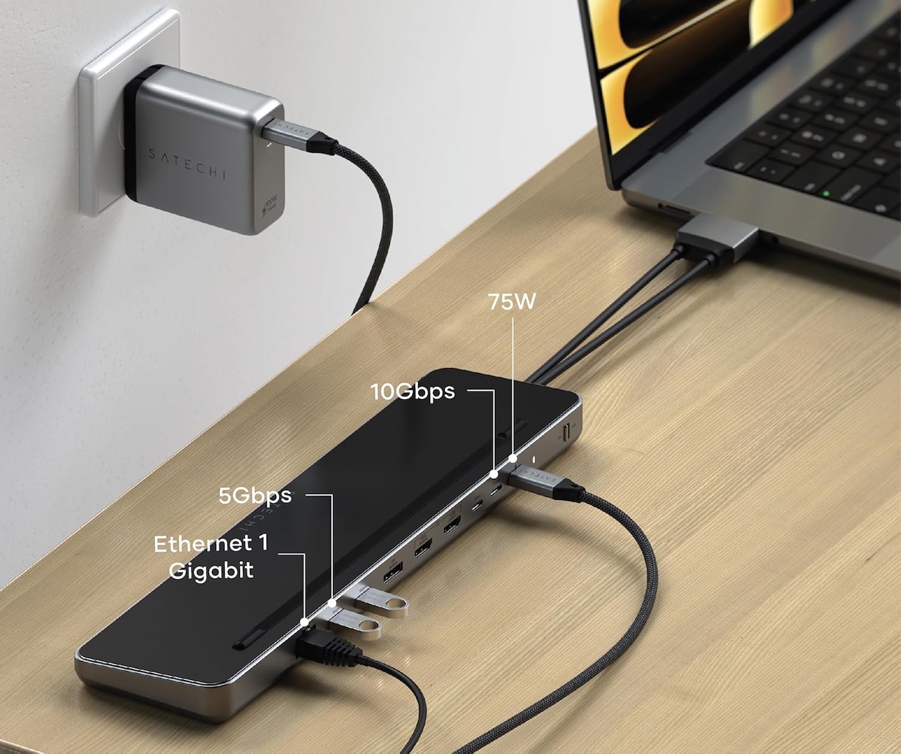 Satechi Dual USB C Docking Station and Stand with Dual 4K HDMI
