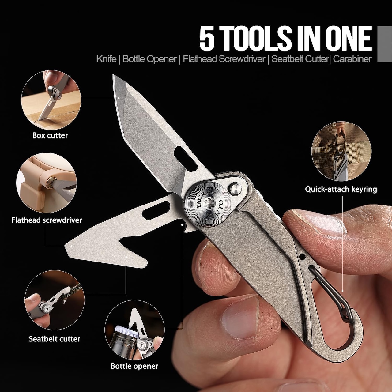 TACRAY Vinto 5-in-1 Titanium Small Pocket Knife