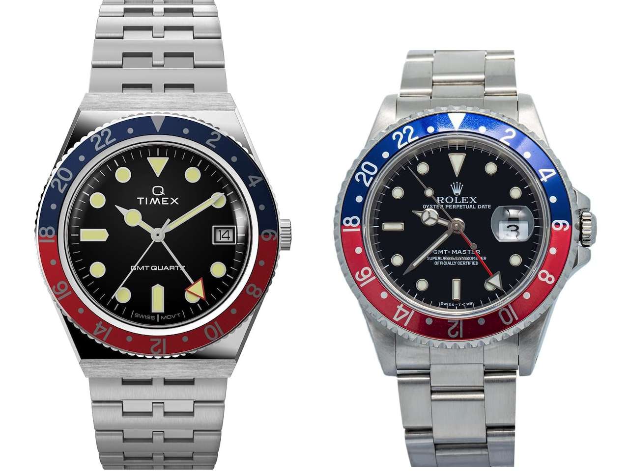 Timex Men's Q 38mm Watch - Rolex GMT Master II Pepsi Bezel