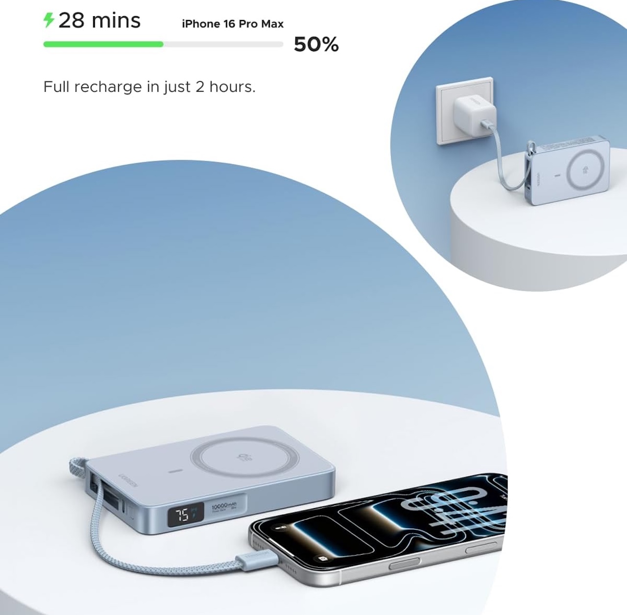 UGREEN MagFlow Qi2.2 25W 10,000mAh MagSafe Power Bank