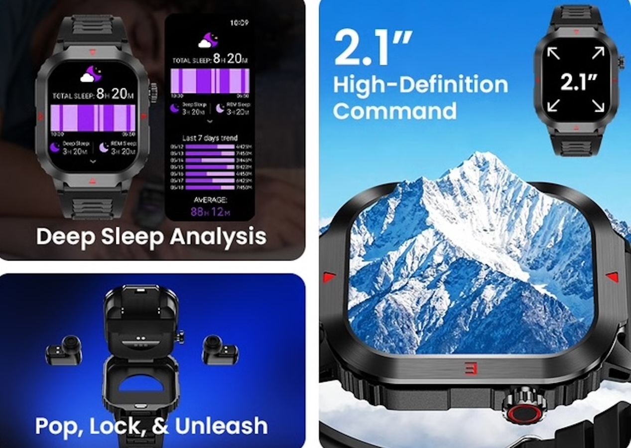 WristBuds- Rugged 2-in-1 Smartwatch with ENC Earbuds 2