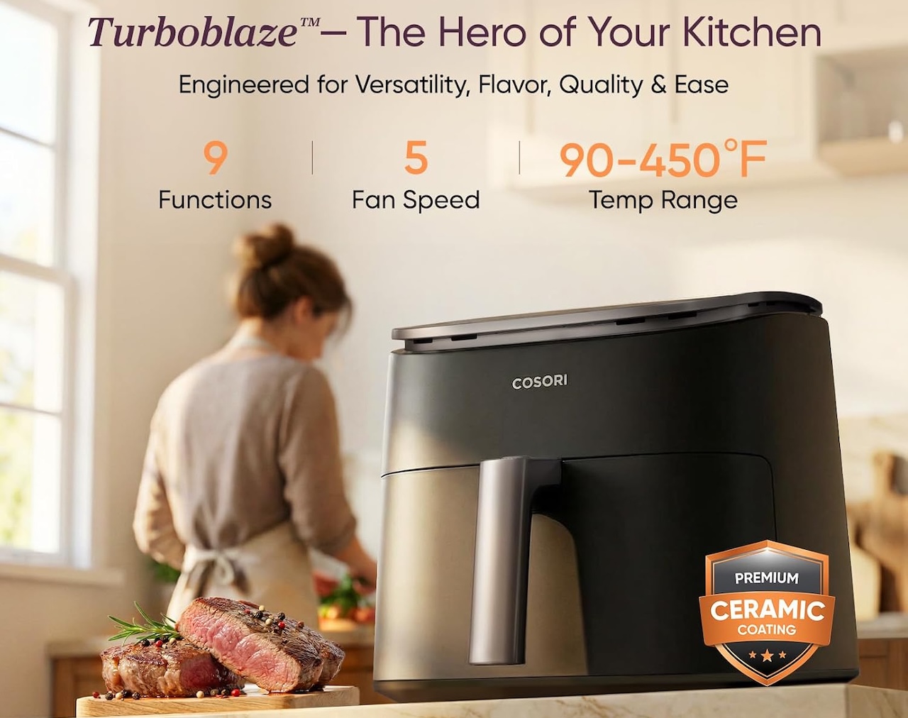 1 Cosori 9-in-1 TurboBlaze Air Fryer 6 Qt