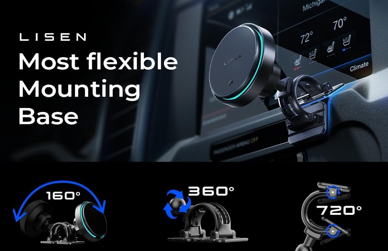 1 LISEN Qi2.2 25W Car Mount with Cooling Fan