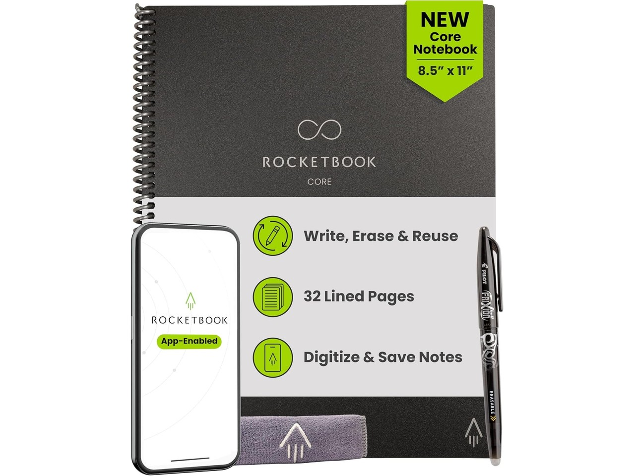 Rocketbook Core black reusable smart notebook