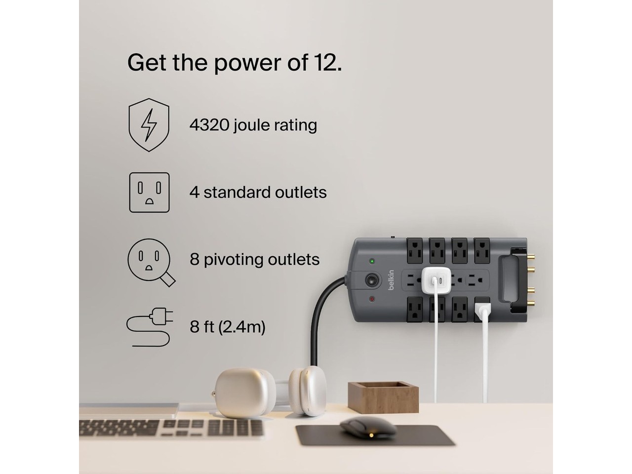 Belkin 12-outlet Pivot-Plug surge protector with rotating outlets