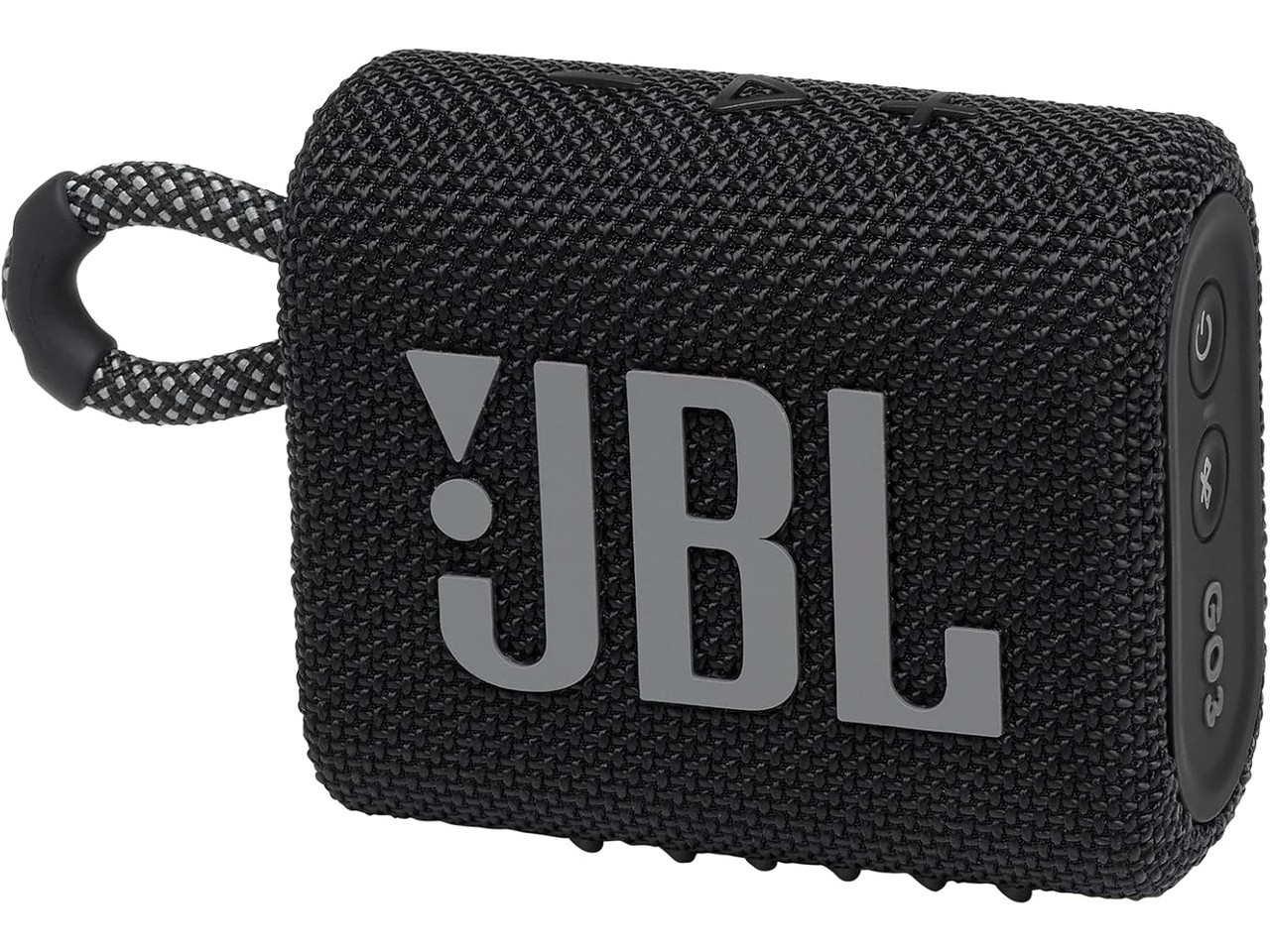 JBL Go 3 black portable Bluetooth speaker with fabric loop