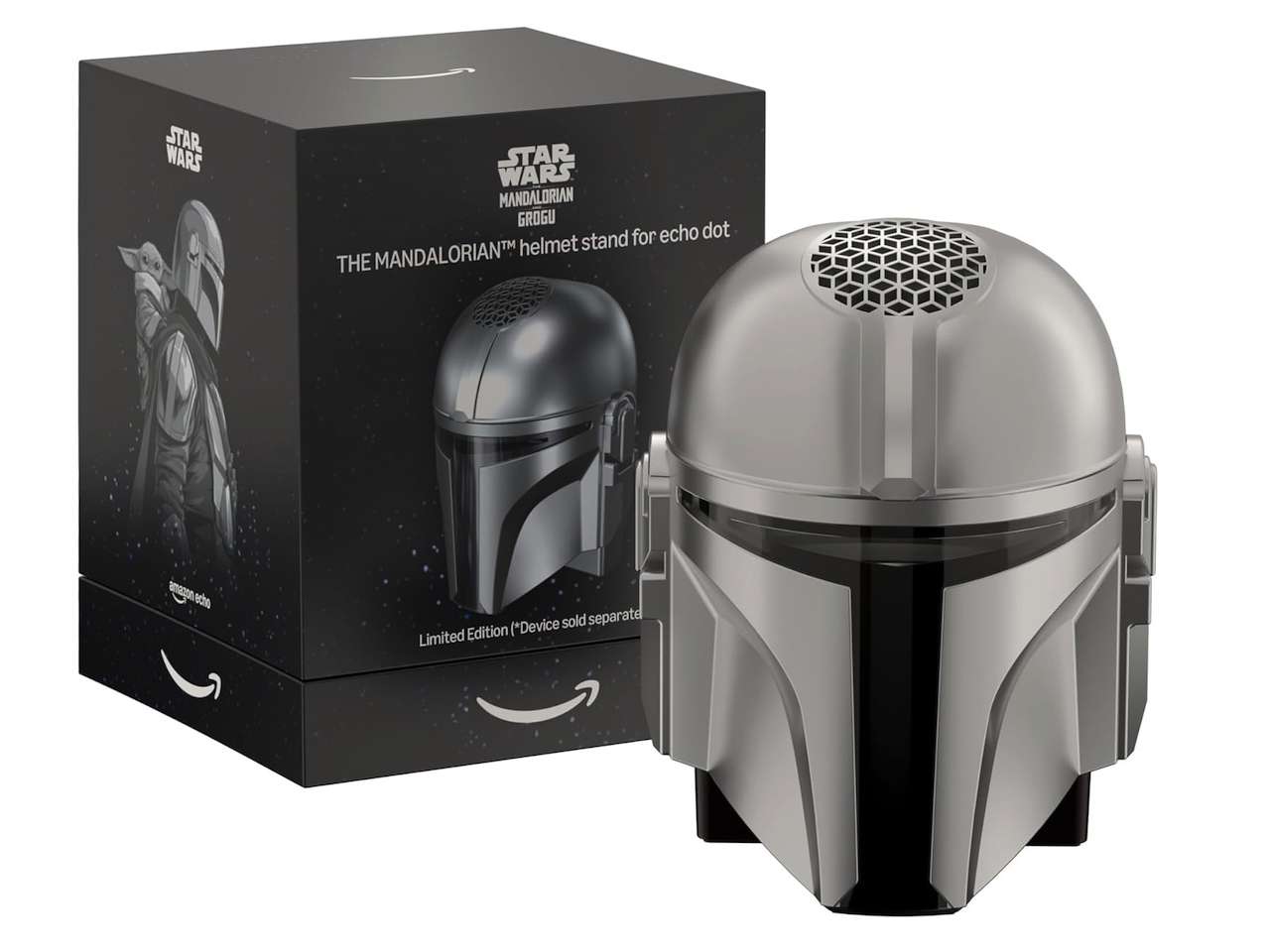 Amazon Echo Dot and Mandalorian Helmet Stand Bundle