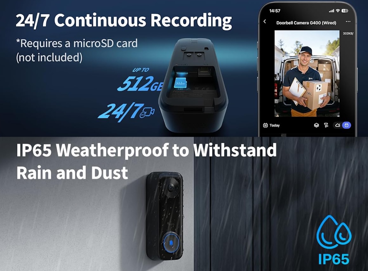 Aqara Doorbell Camera G400 with Chime, Wired PoE HomeKit Secure Video