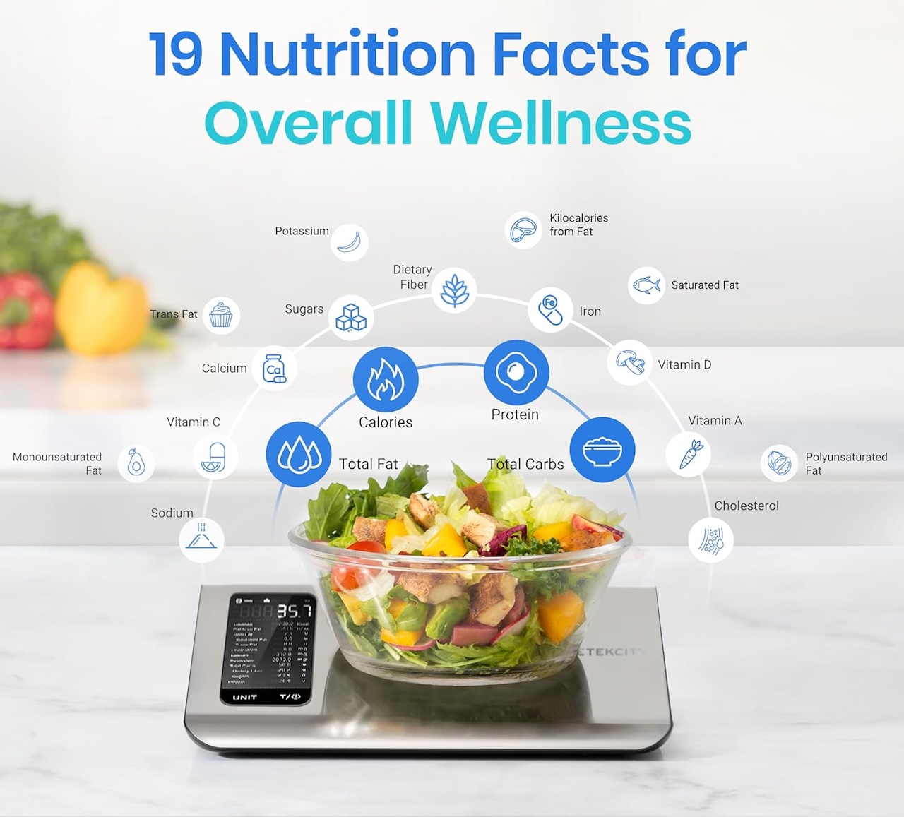 Etekcity Smart Food Kitchen Scale with Nutritional Calculator