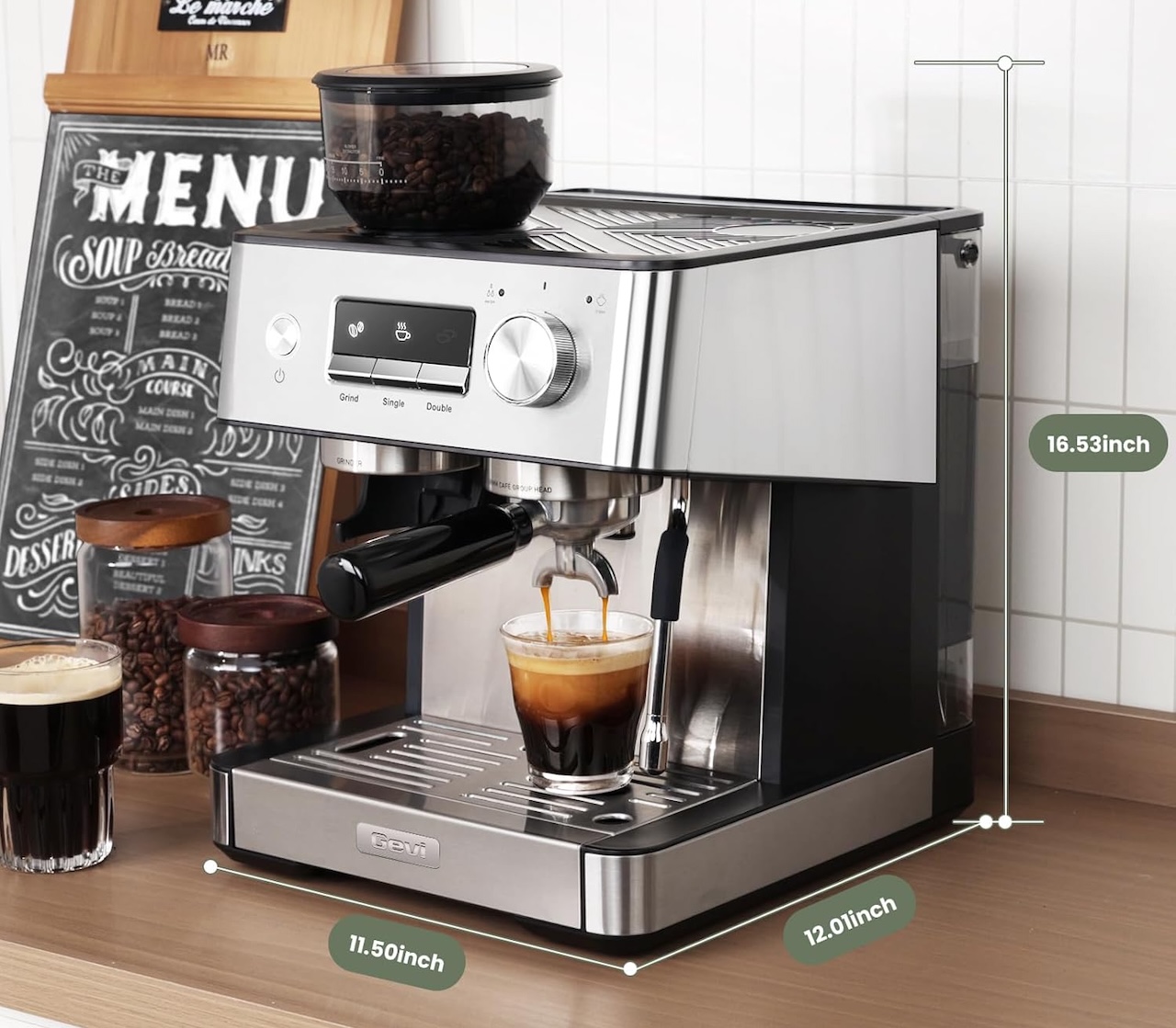 Gevi 20 Bar Espresso Machine with Grinder & Milk Frother