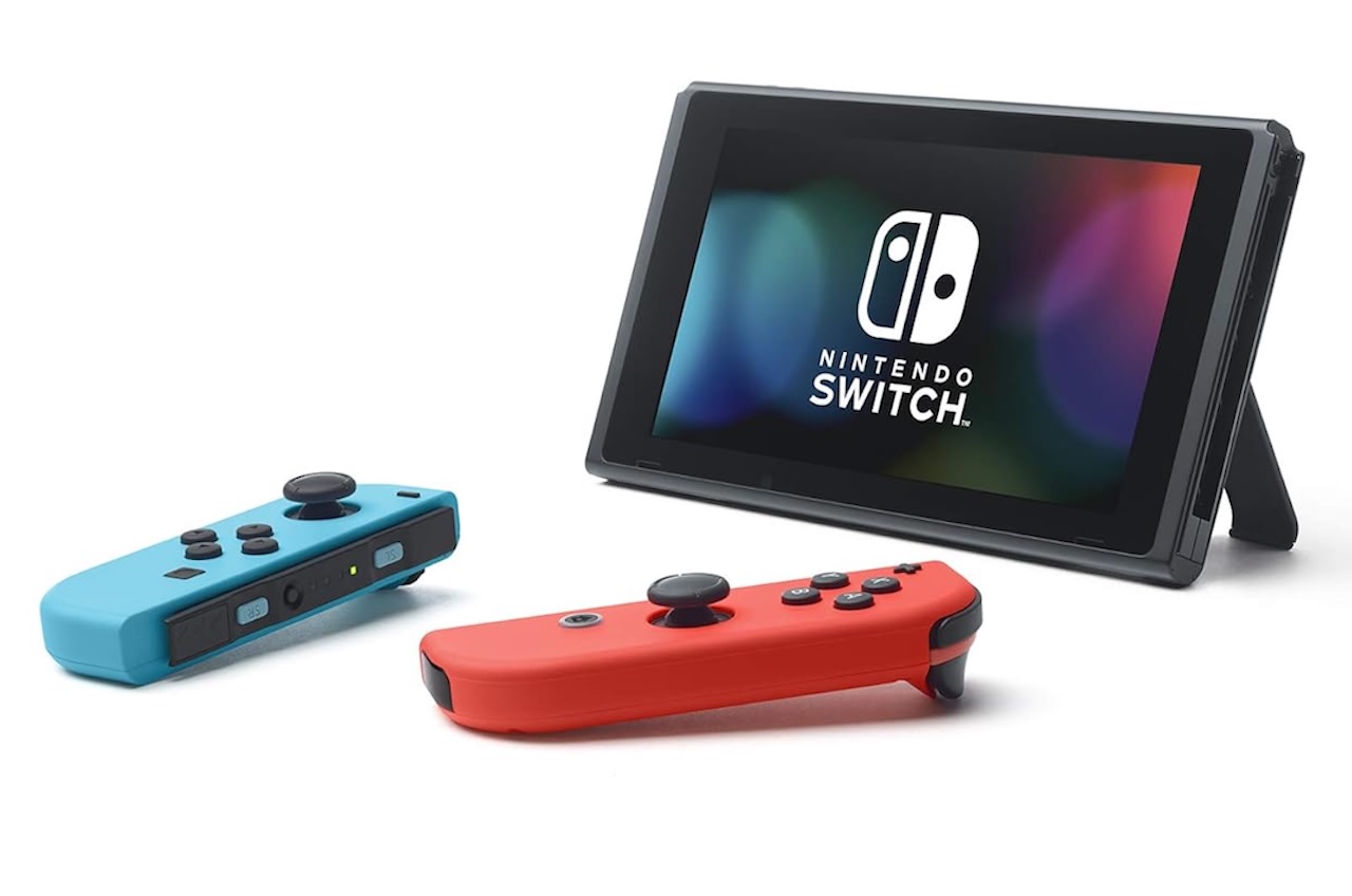 Nintendo Switch with Neon Blue and Neon Red Joy-Con Handheld Gaming Console