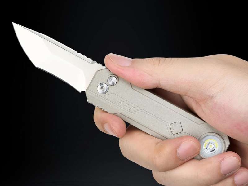 OKNIFE LK Folding Pocket Knife with Rechargeable Flashlight