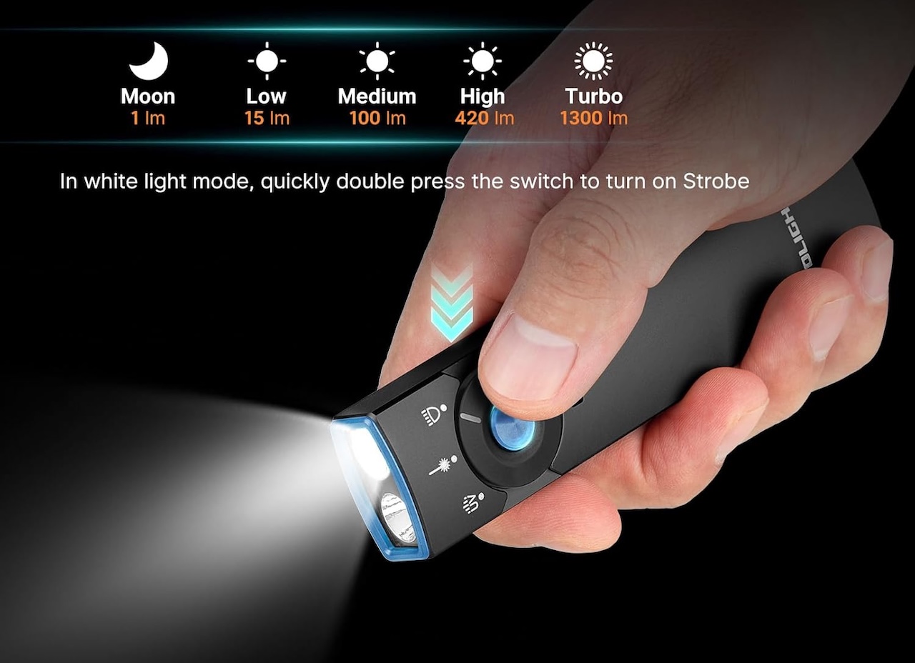 OLIGHT Arkfeld Pro Rechargeable EDC Flat Flashlight with UV and White LED Combo