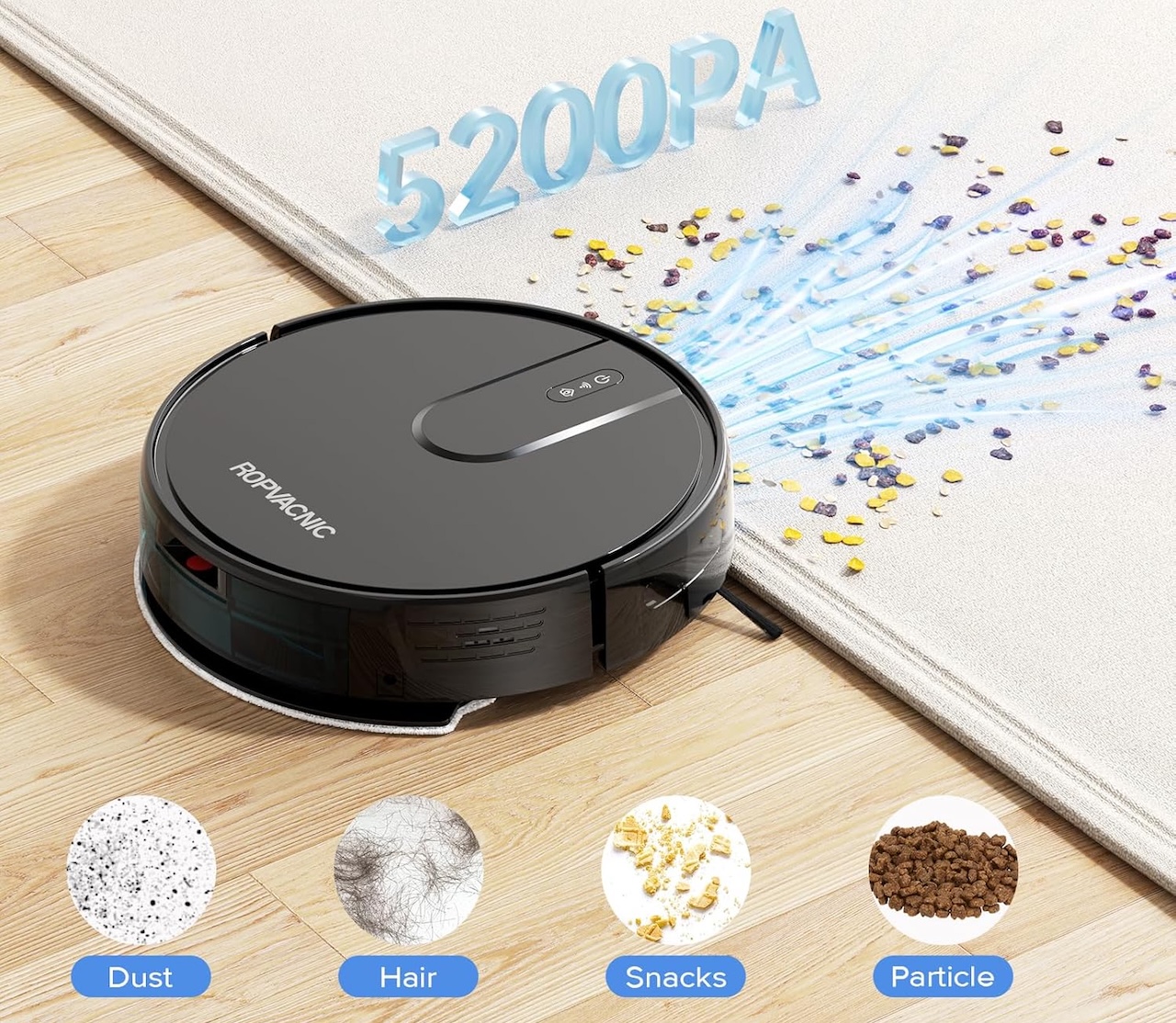 ROPVACNIC Robot Vacuum Cleaner Robot Vacuum and Mop Combo 3