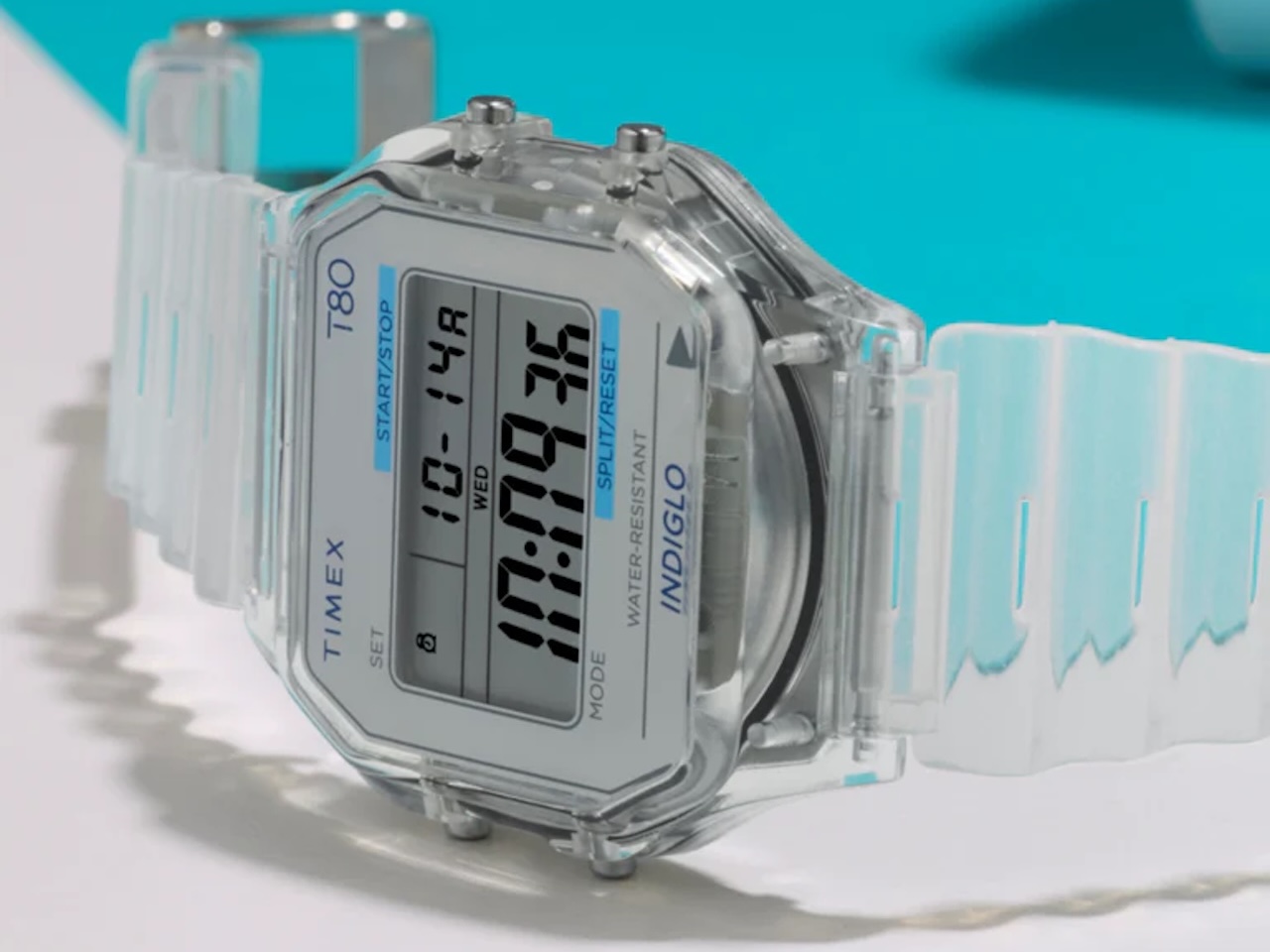 Timex T80 34mm Resin Strap Watch Clear