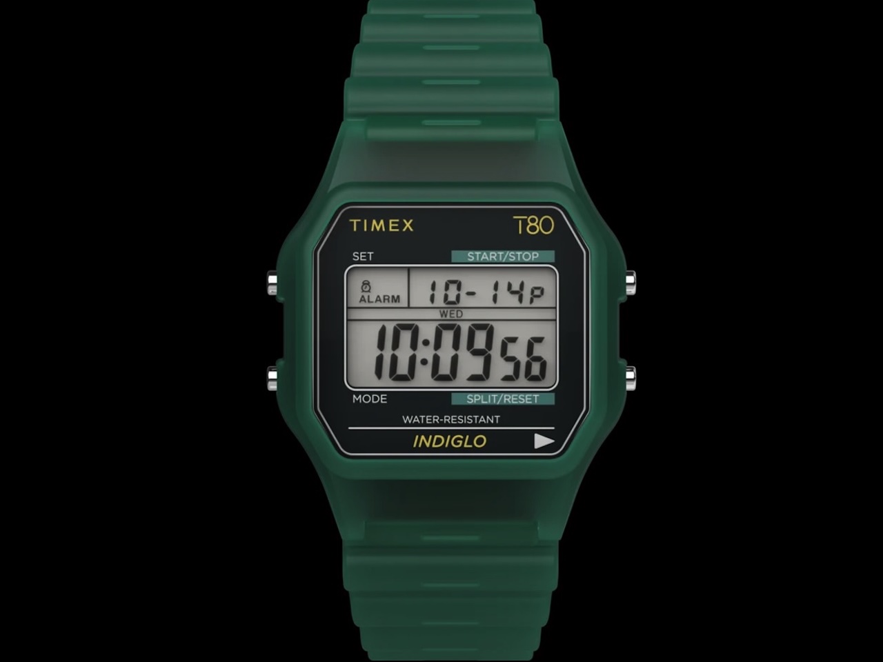 Timex T80 34mm Resin Strap Watch Green